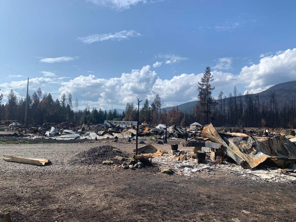 Destroyed homes at a mobile home park in Scotch Creek.