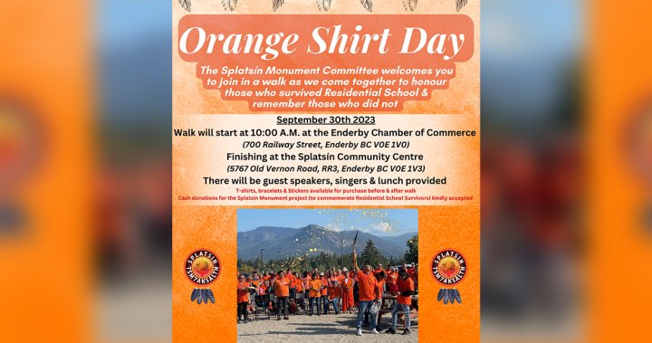 Splatsin First Nation hosting public walk on Orange Shirt Day