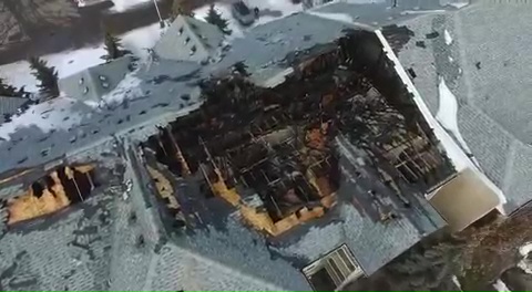 The fire damage to Castledowns Pointe condo building (12618 152 Ave.) in northwest Edmonton on March 12, 2023.