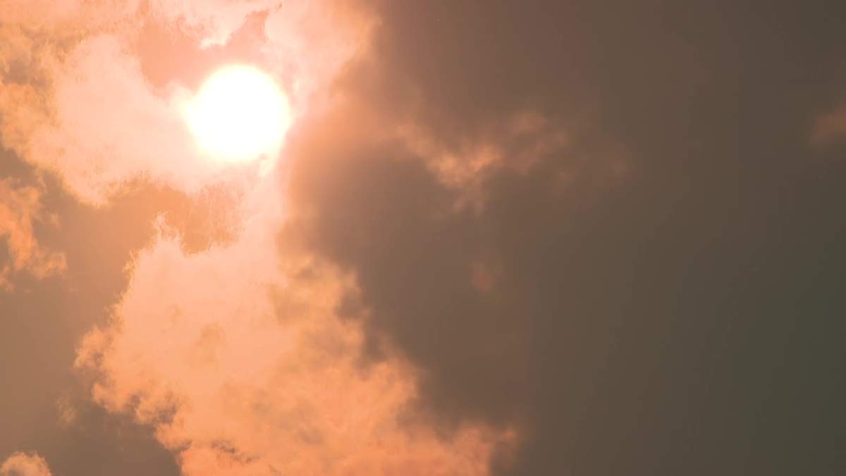 Wildfire smoke fills the sky outside Edmonton on Sept. 17, 2023.