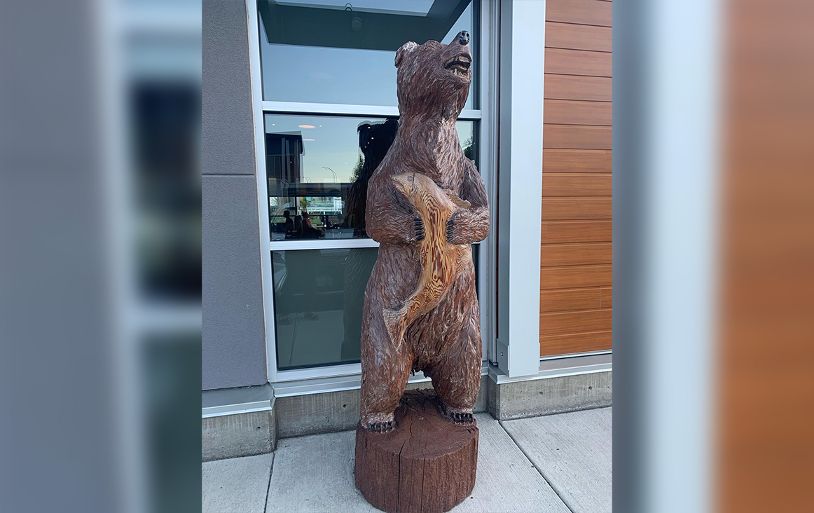 A photo of the bear statue that was stolen from a Kelowna restaurant in August.