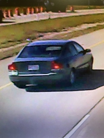 The suspect vehicle in a hit-and-run collision that left a motorcyclist driver with serious, non-life-threatening injuries.