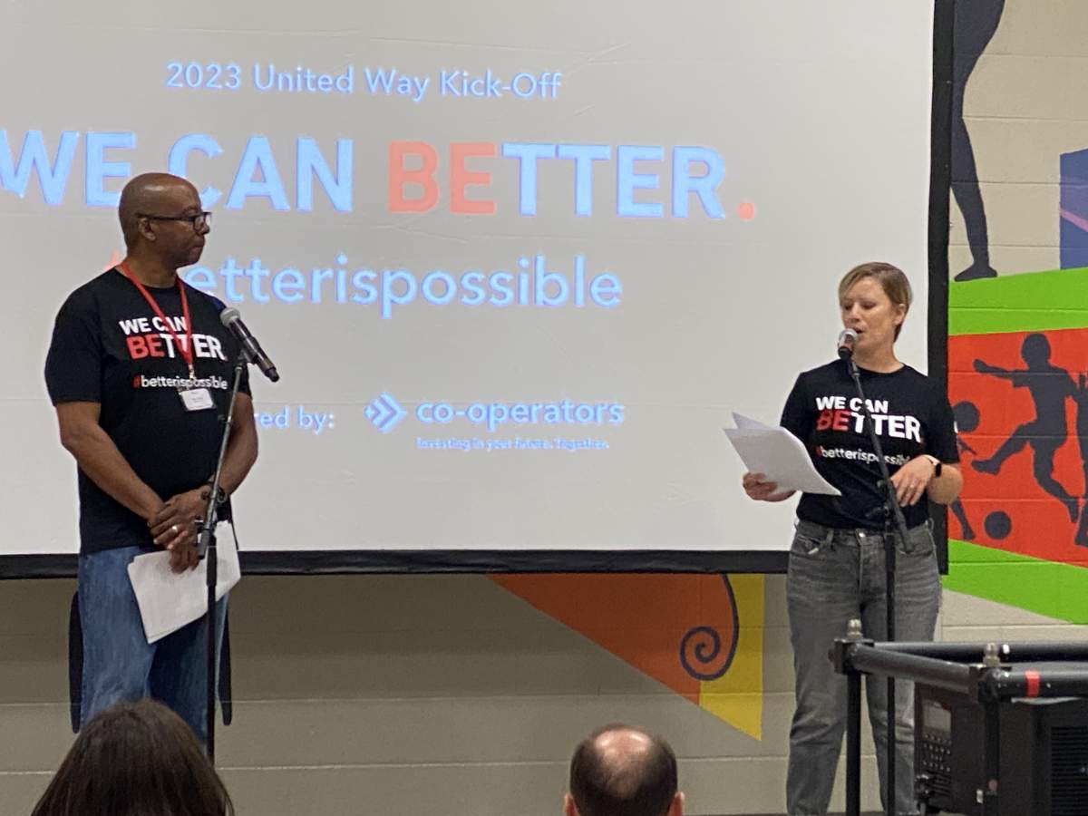 Ray Stultz and Glenna Banda at the official launch of the 2023 United Way Guelph Wellington Dufferin fundraising campaign.