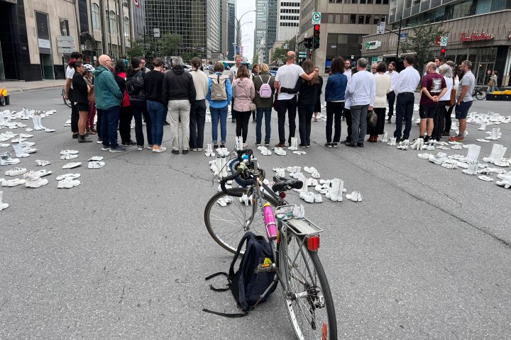 Montreal protest honours pedestrians and cyclists killed on Quebec roads