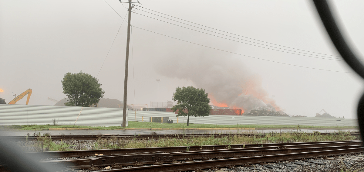 A large fire broke out at the metal recycling facility in Saint John on Sept. 14.