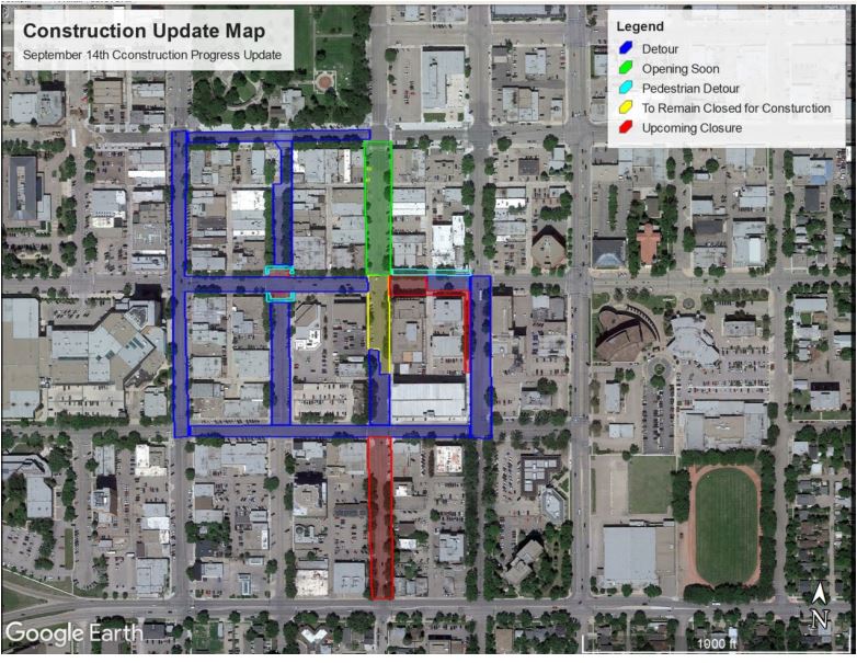 City of Lethbridge provided an updated look at the construction map on September 14th, 2023.
