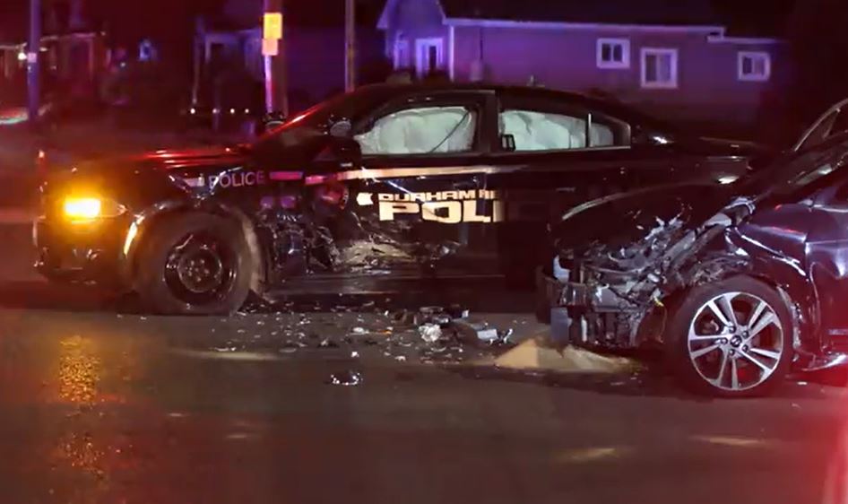 Photo from the crash scene involving Durham police cruisers on Sunday, Sept. 10, 2023.