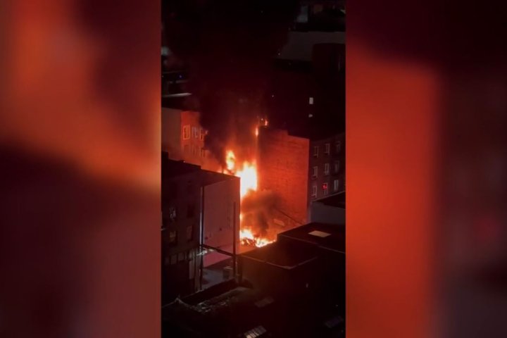 Ceiling collapses on firefighter during 3-alarm fire on Granville Street