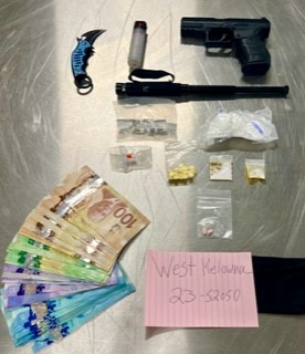 Hand gun, illicit drugs seized by out-of-town RCMP officers near West Kelowna