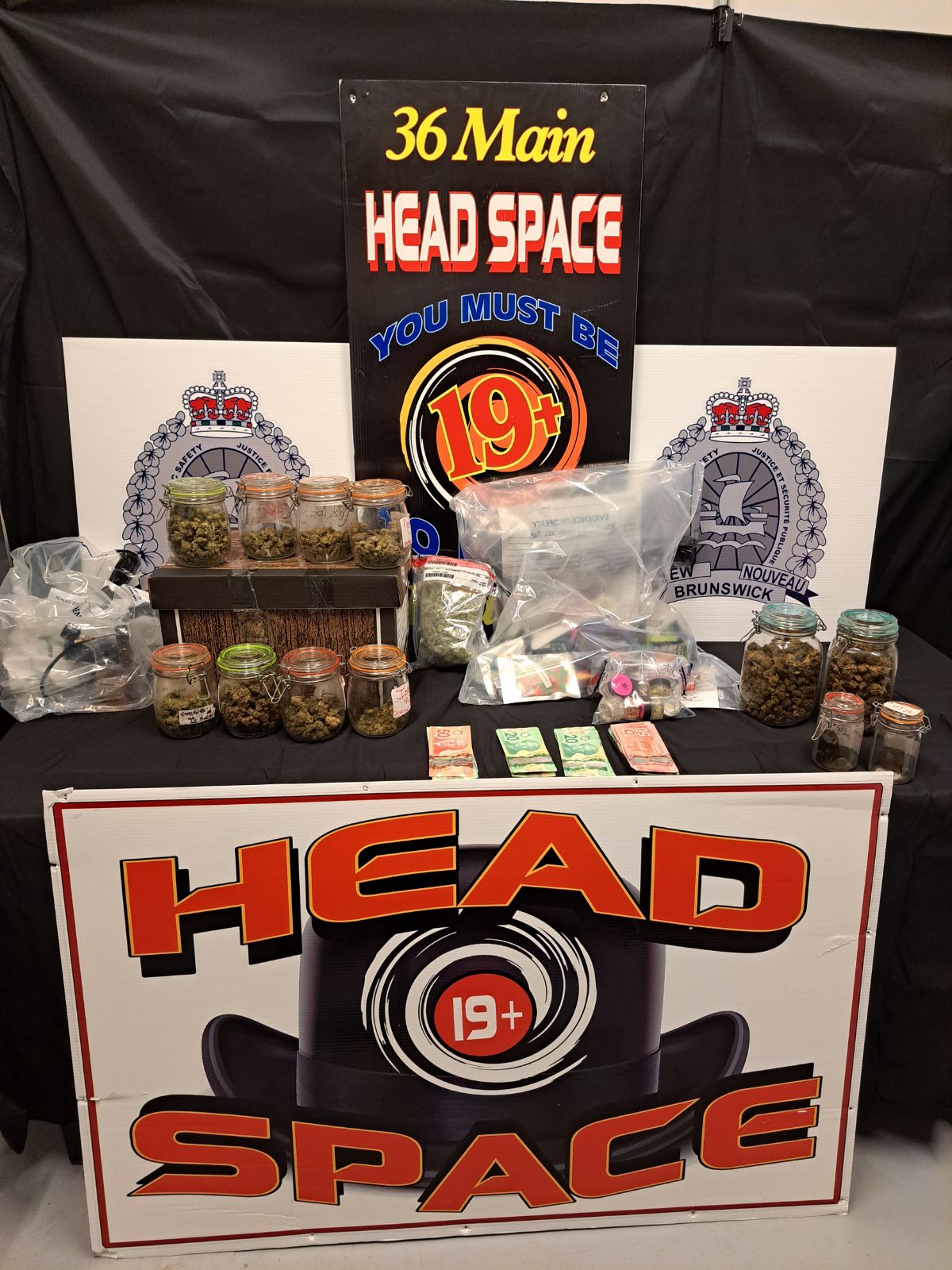 A photo released by the New Brunswick government on X, formerly known as Twitter, shows a wide range of recently seized contraband cannabis and several other illegal products following the completion of a raid in Saint John.