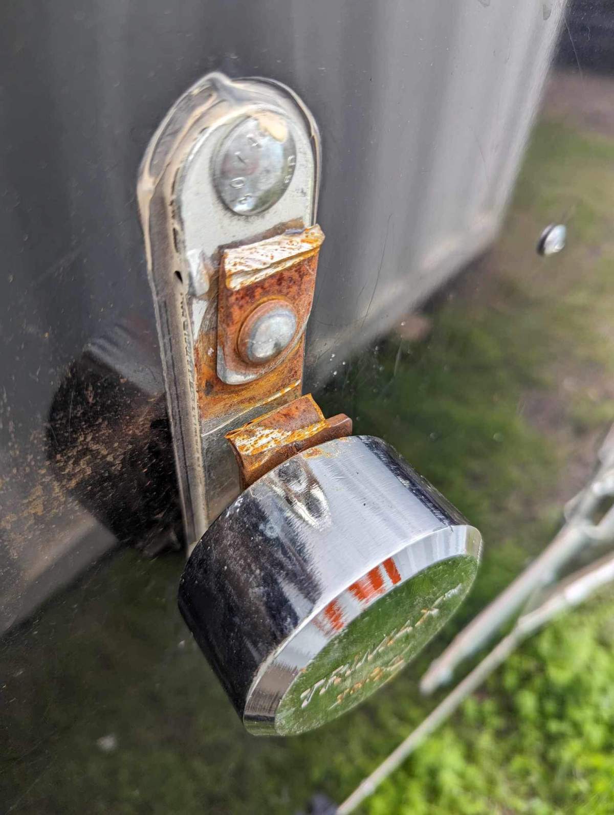 A lock with a latch cut.