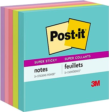 package of five post-it note pads in various colours