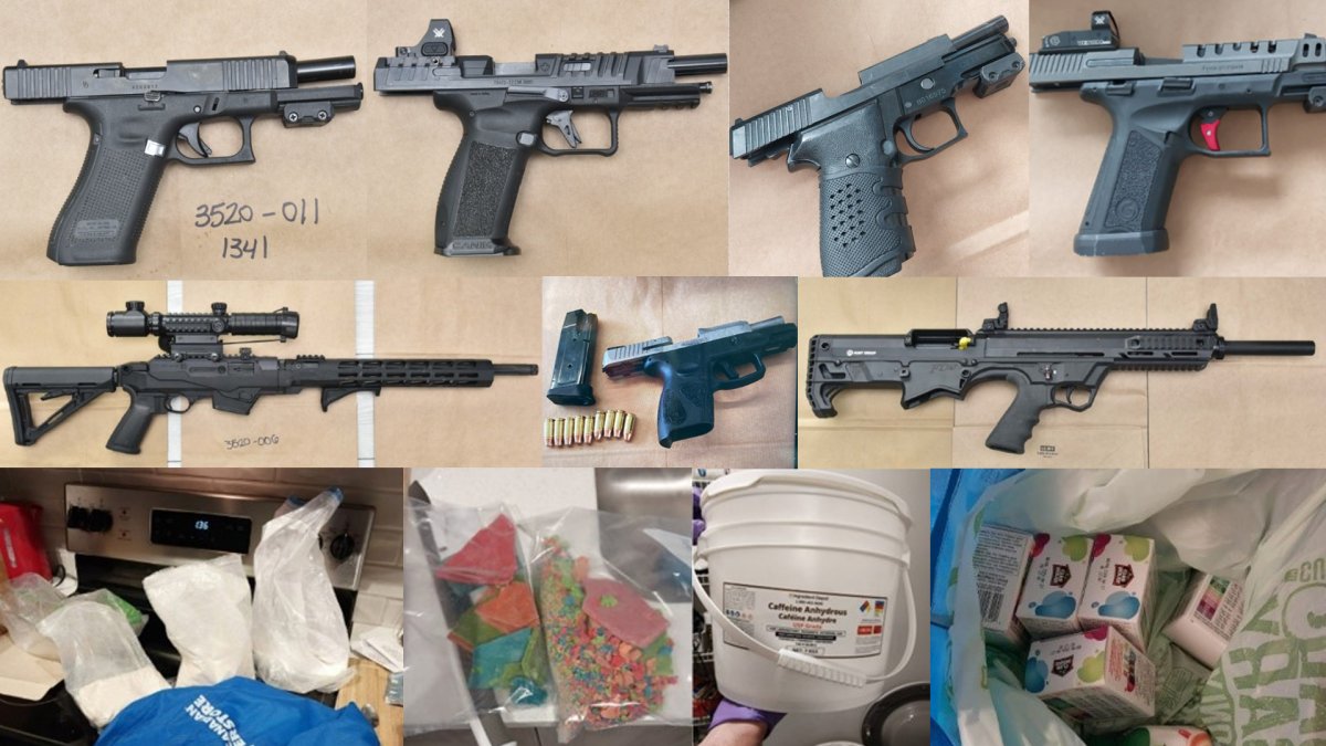 The array of drugs and guns Calgary police seized with a late-August search warrant.