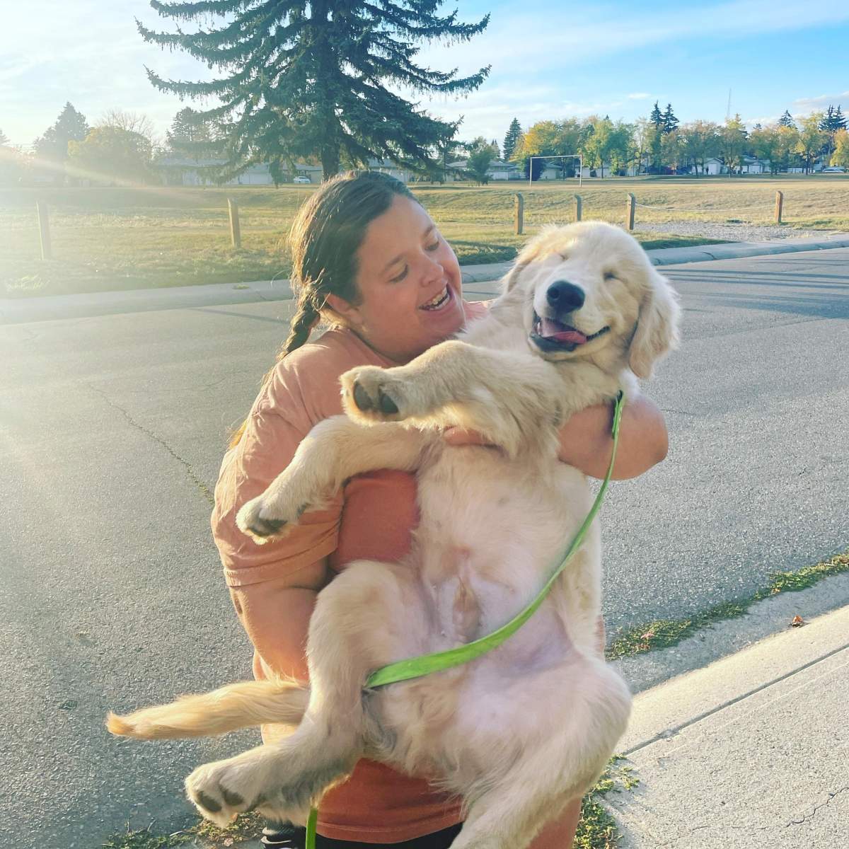Undated photograph of Peyton Martorelli with her pup Waverly. The dog was stolen from her on Sept. 25.