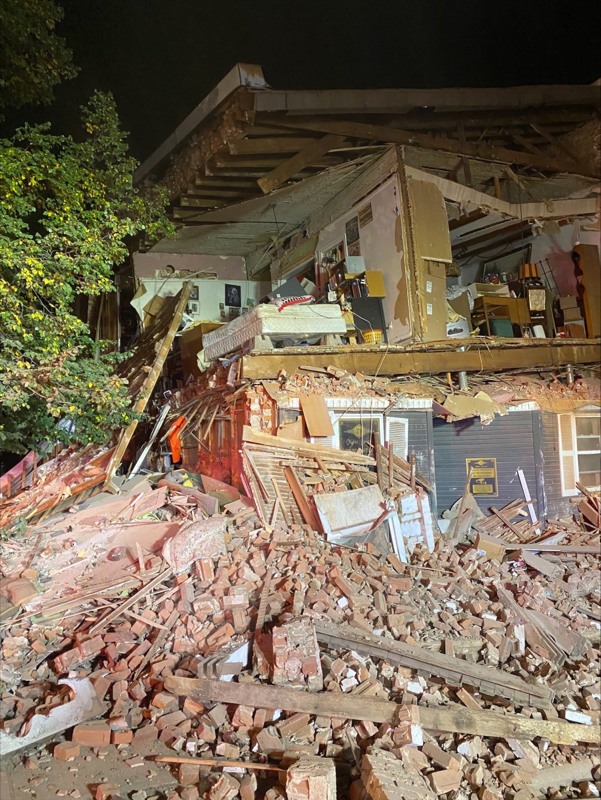 Building collapse at 78 Main St. in Penetanguishene on Sept. 7, 2023.