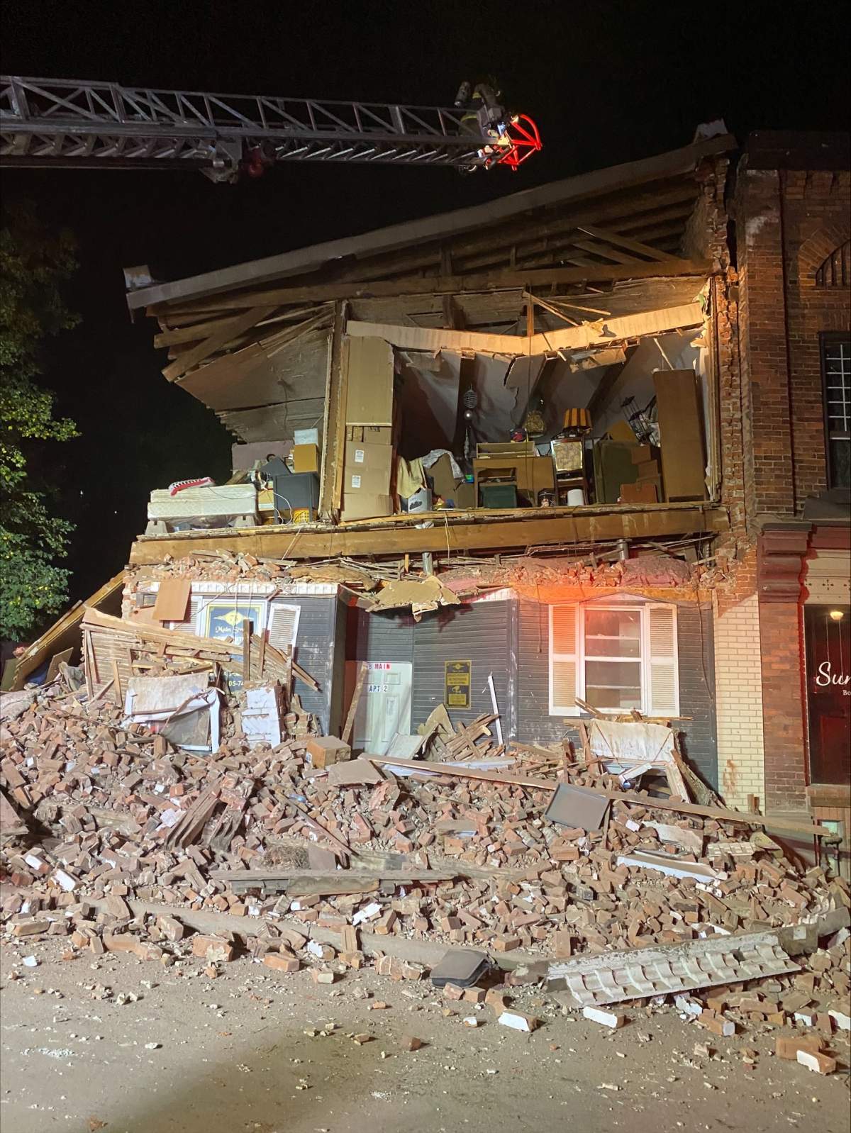 Building collapse at 78 Main St. in Penetanguishene on Sept. 7, 2023.