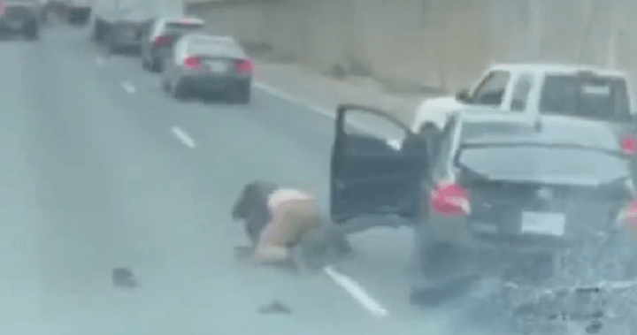 在多伦多401高速公路上曝光了一段两人扭打的视频，涉事人员称之为“路怒事件”。