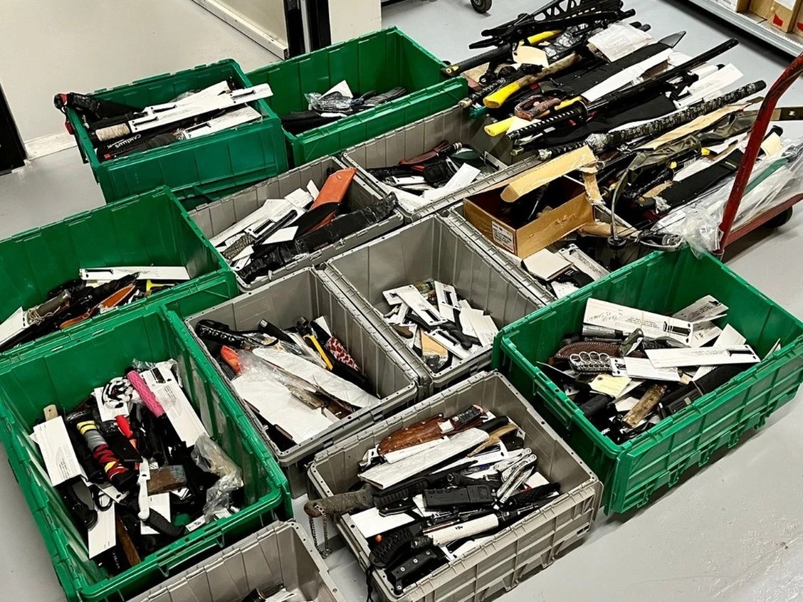 Bladed weapons seized by the Saskatoon Police Service.