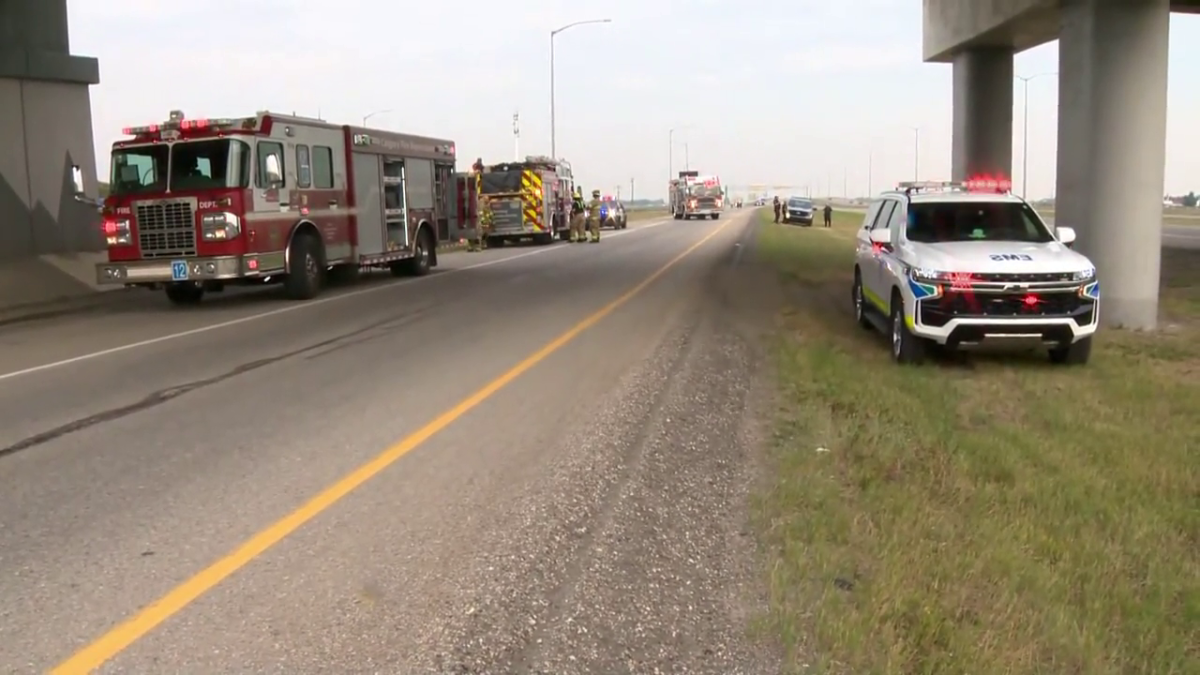 Parts of Stoney Trail in Calgary's northeast were closed on Saturday evening after a "traffic incident."