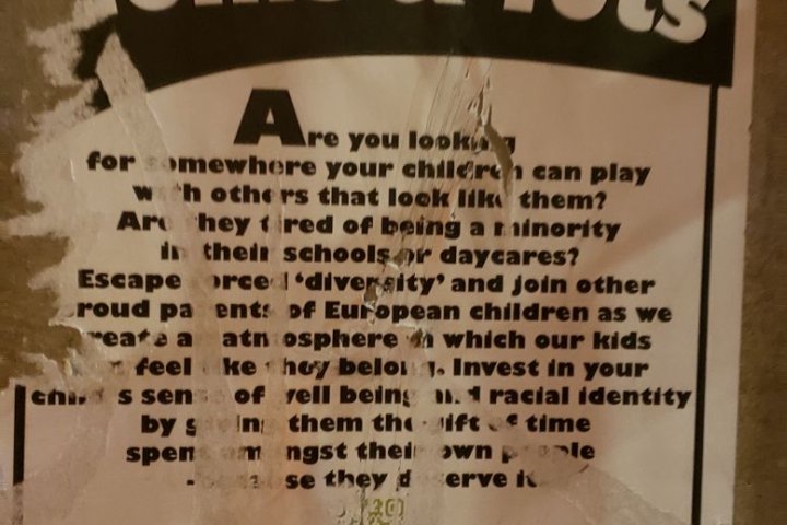 Poster for B.C. ‘whites only’ parent-child group sparks outrage