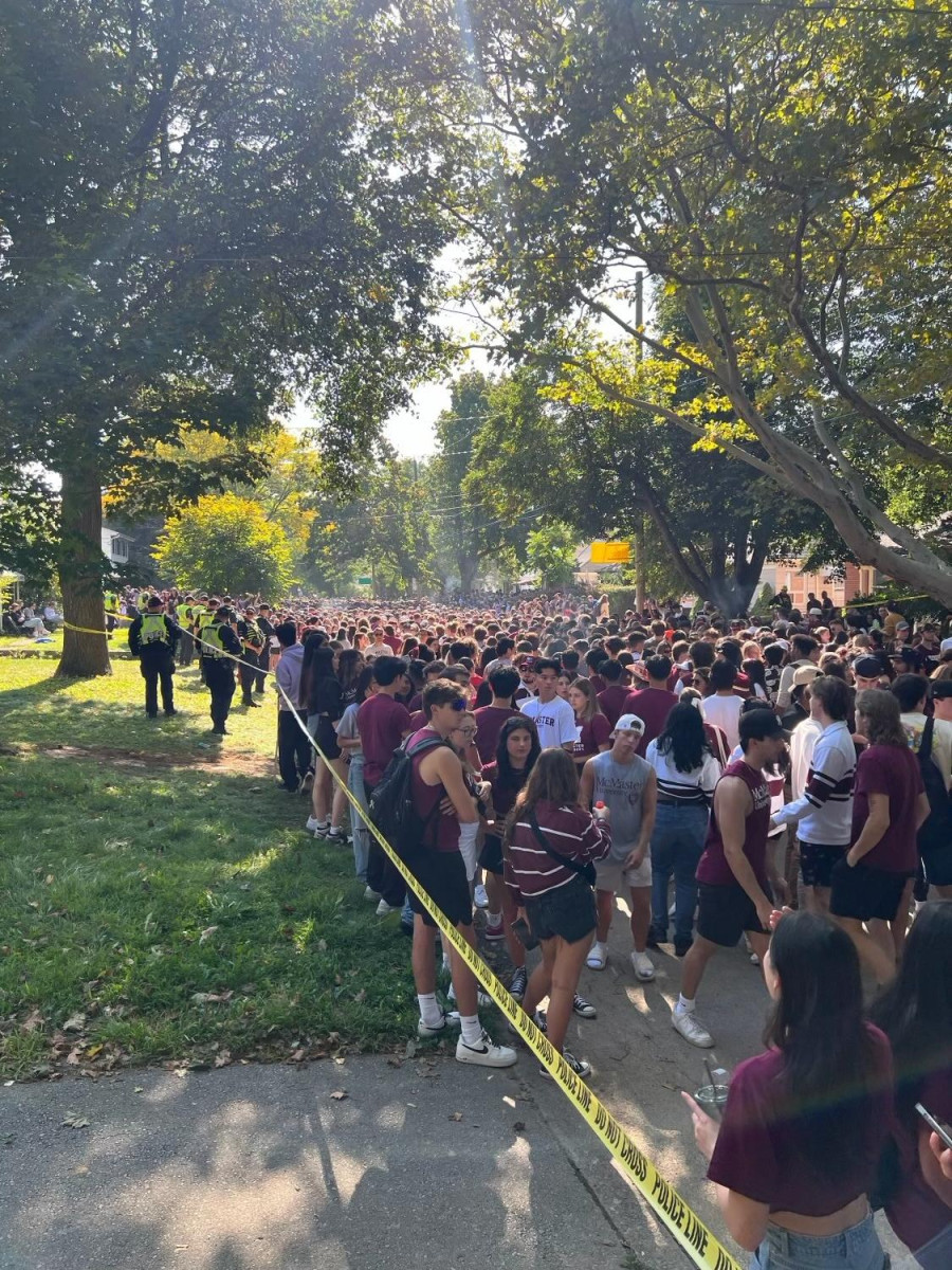 Crowds gather for unsanctioned street parties in the Westdale and Ainslie Woods neighbourhoods, September 30, 2023. 