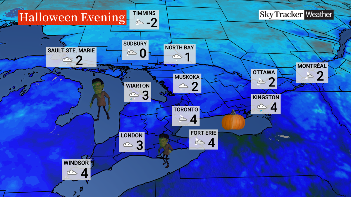 It will be a cold Halloween night around most of Ontario.