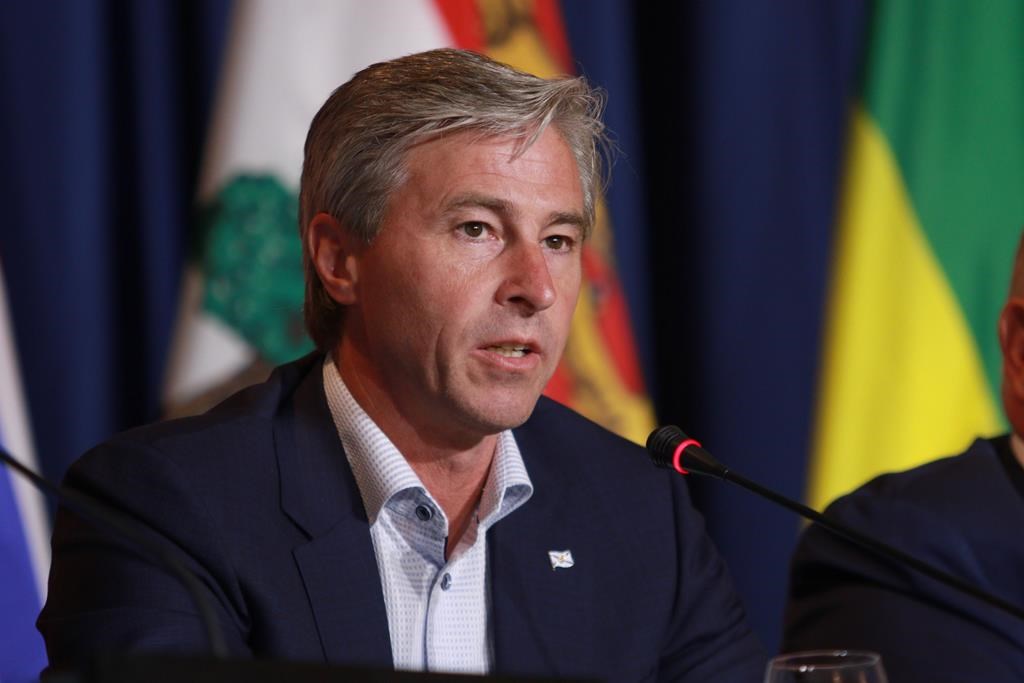Nova Scotia Premier Tim Houston responds to a question in Victoria, B.C., on Tuesday, July 12, 2022 .THE CANADIAN PRESS/Chad Hipolito.