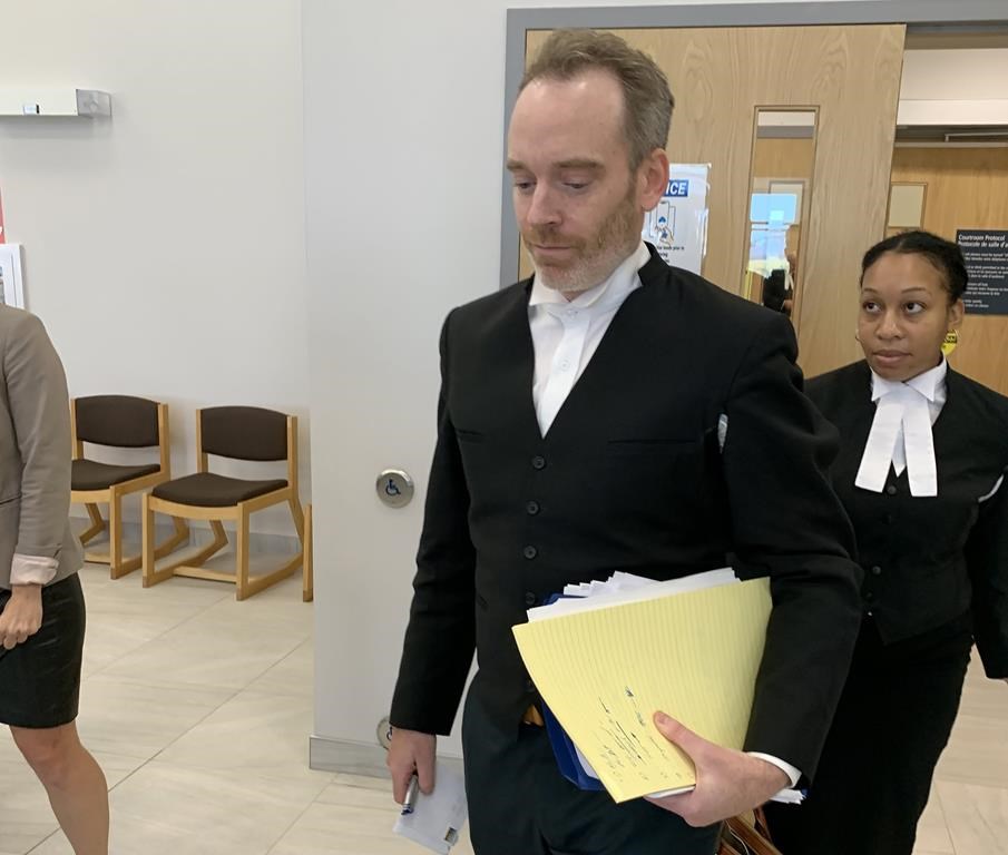 Defence lawyer Trevor McGuigan is shown at the Nova Scotia Supreme Court in Dartmouth, N.S. on Tuesday Oct. 3, 2023. A jury is hearing closing arguments today in the retrial of a man accused of second-degree murder in the death of a man who was delivering pizza in a Halifax suburb 13 years ago.
THE CANADIAN PRESS/Michael Tutton.