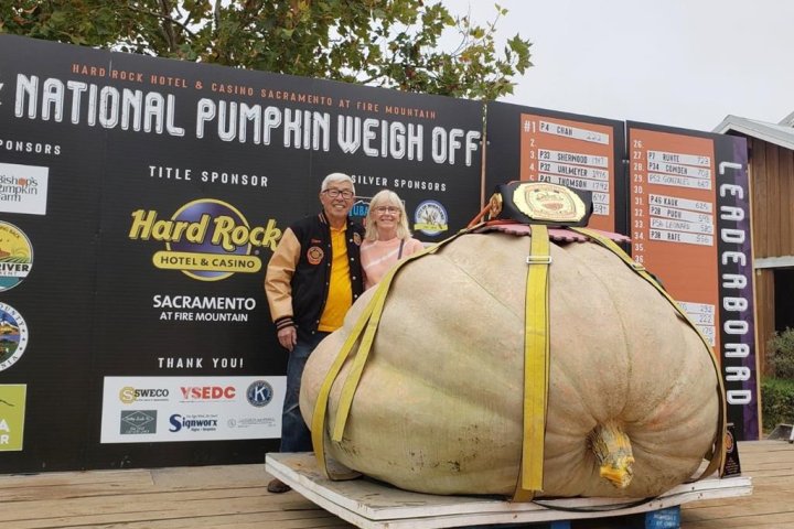 B.C. man wins big in U.S. with one-tonne pumpkin named ‘Mama’