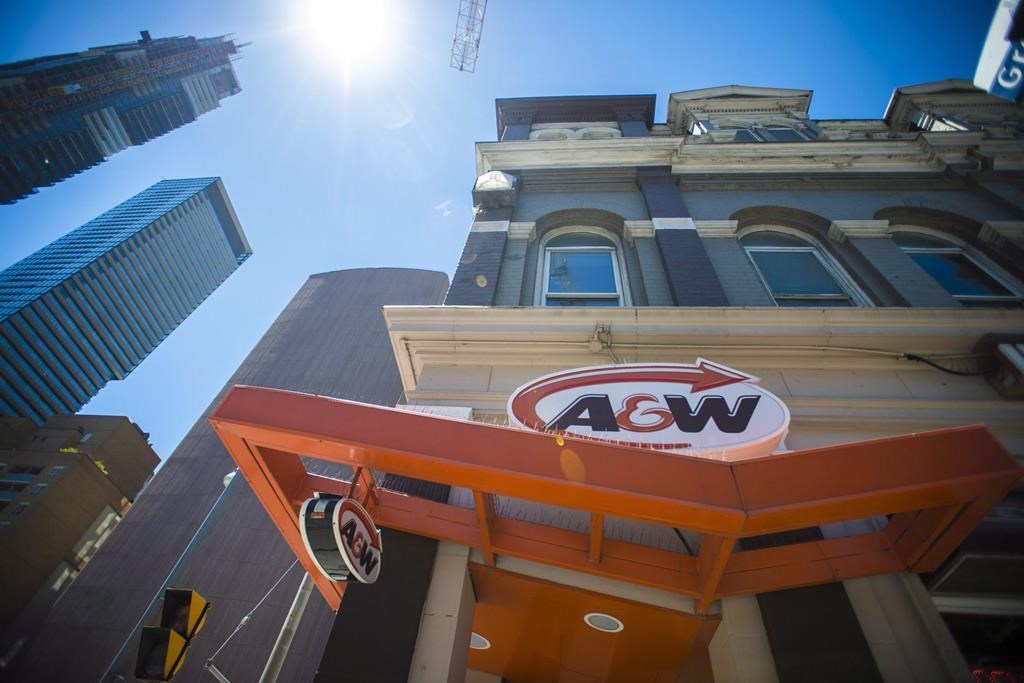 A&W Food Services of Canada Inc. says it's launching an exchangeable and reusable cup program across the country in a bid to reduce waste. FILE - An A&W Restaurant in Toronto. THE CANADIAN PRESS/ Tijana Martin.