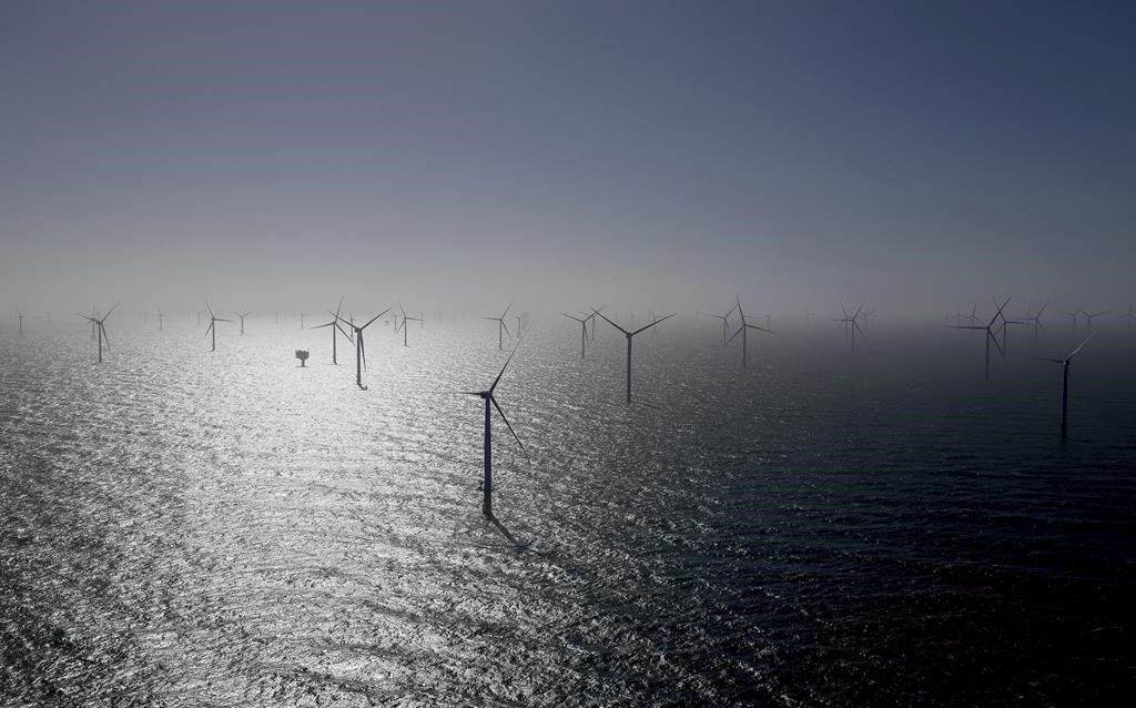 Wind turbines are seen during the commissioning of the wind farm off Helgoland, Germany, Thursday March 23, 2023. The author of a report touting Atlantic Canada as a potential offshore wind energy giant says a scaled down version of the Atlantic Loop doesn’t necessarily prevent large-scale project development from happening. THE CANADIAN PRESS/AP-Christian Charisius/Pool via AP.
