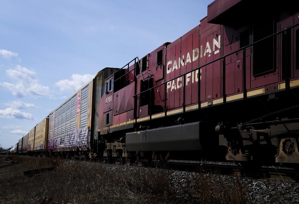 Canadian Pacific Railway is shown at the main CP Rail trainyard in Toronto on Monday, March 21, 2022.