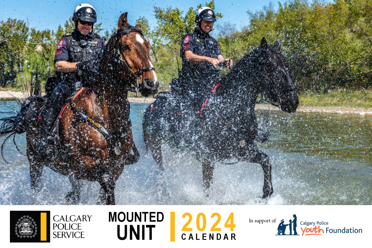 Calgary Police Youth Foundation Mounted Calendar; supported by Global Calgary & QR Calgary - image