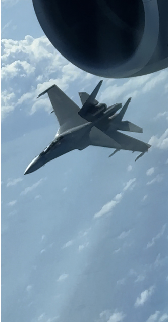 Images newly released by the Department capture a PLA fighter jet closing in at a high speed to a distance of just 50 feet underneath the wing of a U.S. aircraft on Aug. 10, 2023. The PLA operator then conducted a barrel roll around and below the U.S. aircraft, causing the U.S. pilot to perform defensive procedures to prevent a collision.