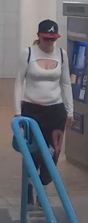 CCTV image of a female suspect in an assault at the Coliseum LRT Station in central Edmonton, Alta. on Thursday, October 12, 2023.