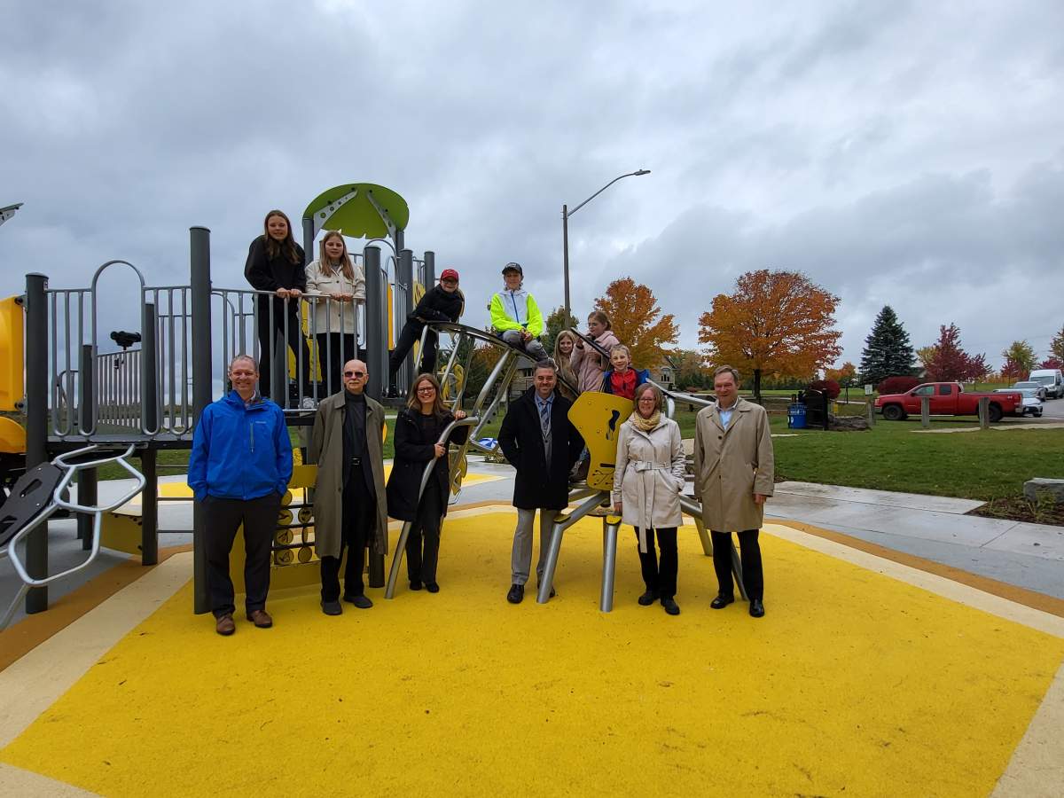 Boreham Park received a $150,000 grant from the Ontario Trillium Fund to build a playground and shade structure, unveiled in a grand opening event on Friday in Arkell.