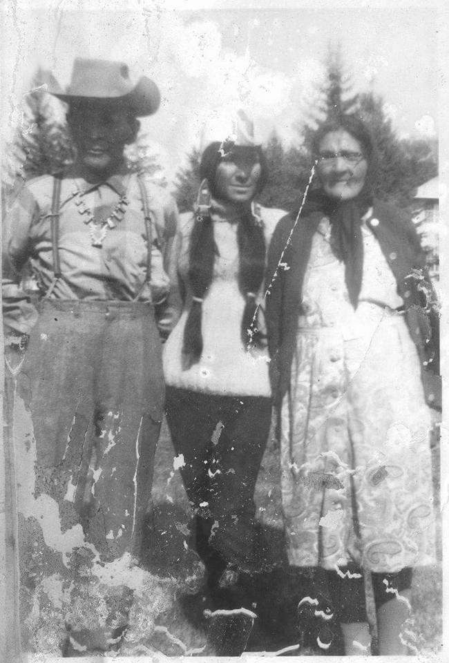 An archive photo of Buffy Sainte-Marie with her adopted grandparents Emile Piapot and Clara Starblanket.