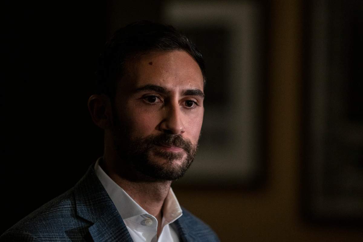 Ontario Education Minister Stephen Lecce speaks to journalists at Queen’s Park, in Toronto, Sunday, Nov. 20, 2022, after a tentative agreement was reached between the Government and CUPE, averting a school strike. 