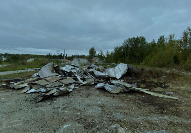 The aftermath of a church fire at Gods Lake First Nation, Man.