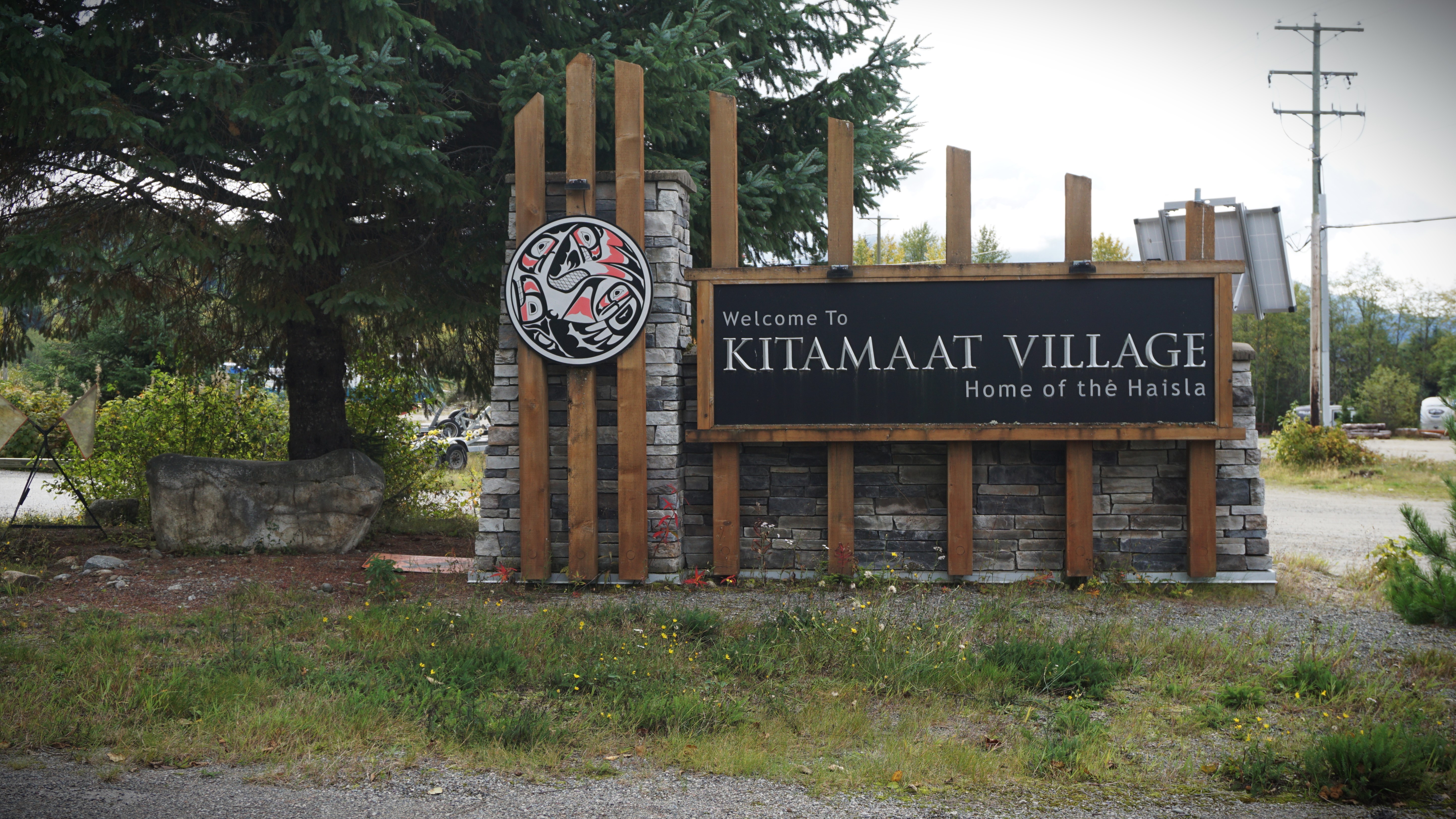 The entrance to Kitimaat Village, home of the Haisla Nation, is seen on Mon. Oct. 2, 2023.