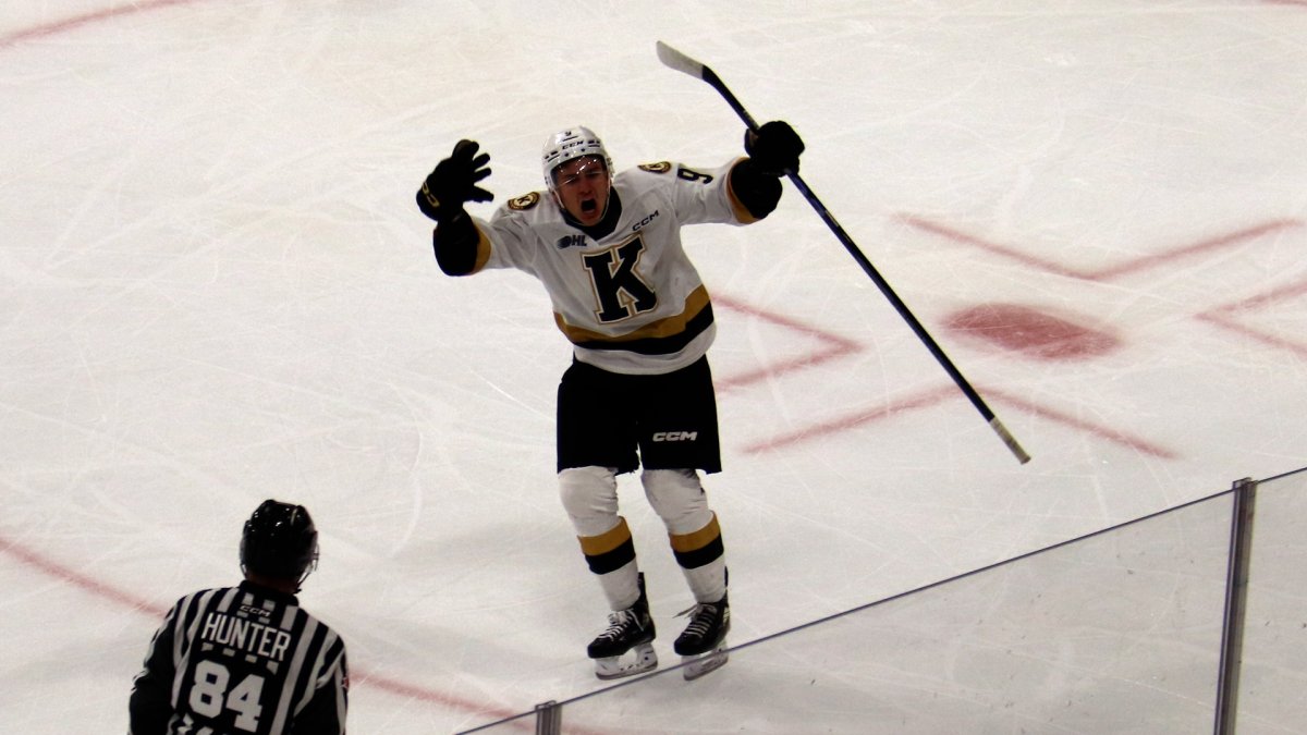 Gage Heyes scored for the Kingston Frontenacs as they defeated the Windsor Spitfires by a score of 5-2 Thursday night in Windsor. (File Photo).