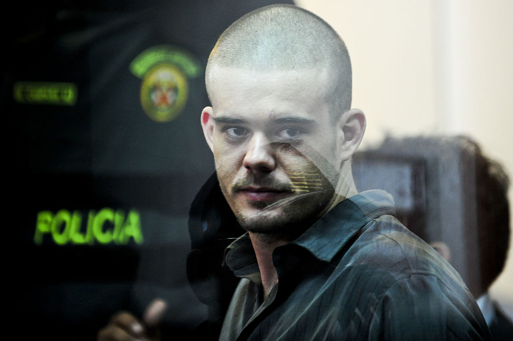 FILE - Joran Van der Sloot is pictured during his preliminary hearing in court in the Lurigancho prison in Lima in 2012.