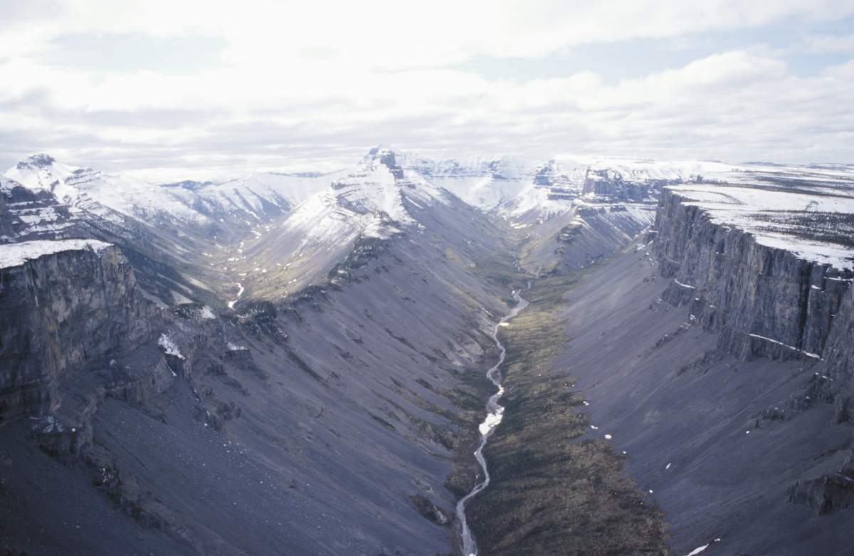 An aerial view of the Valley of the Headless Men.
