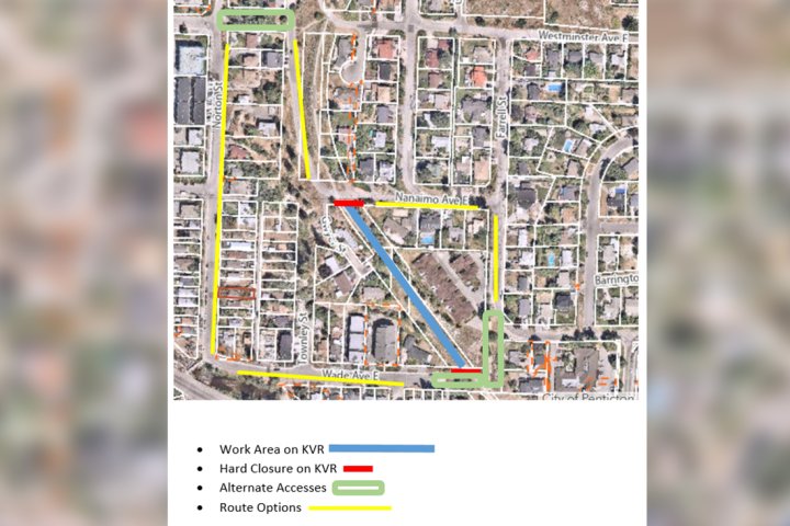 Section of KVR Trail in Penticton to close next week for repaving
