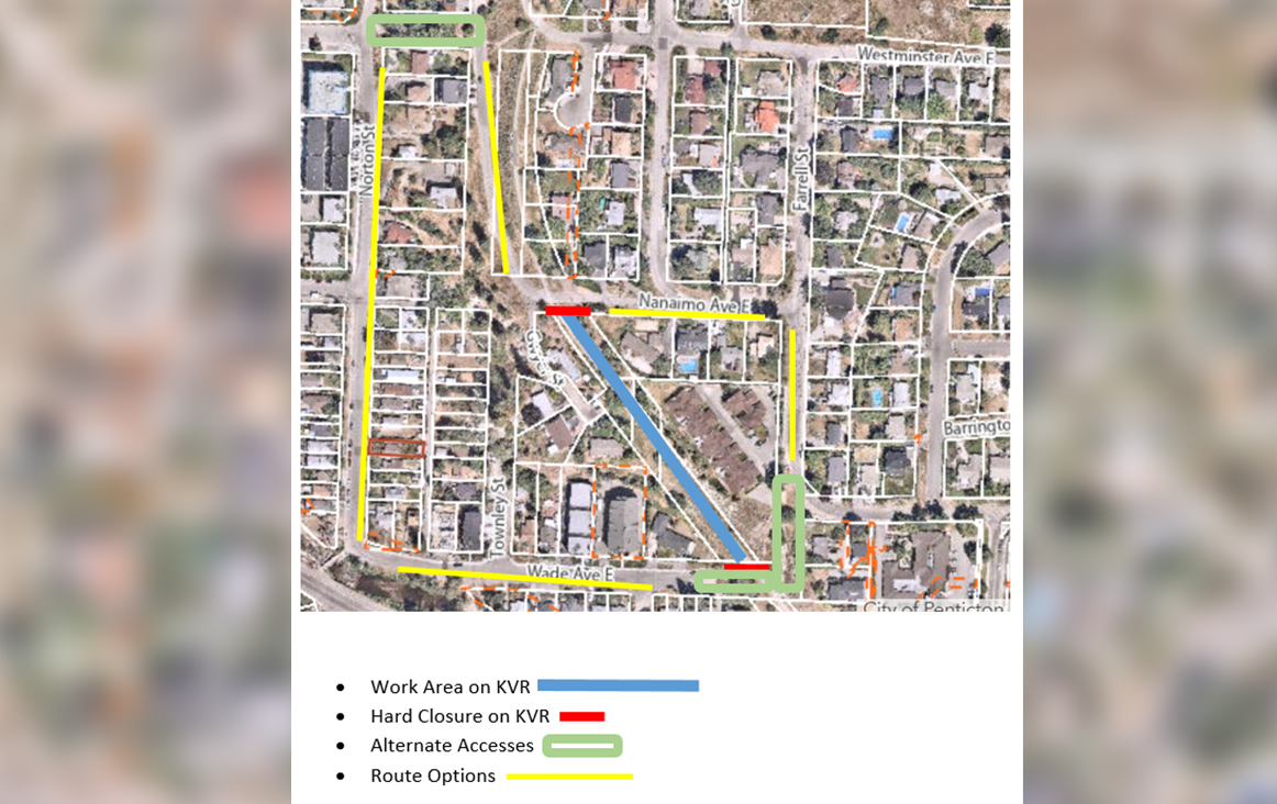Section of KVR Trail in Penticton to close next week for repaving
