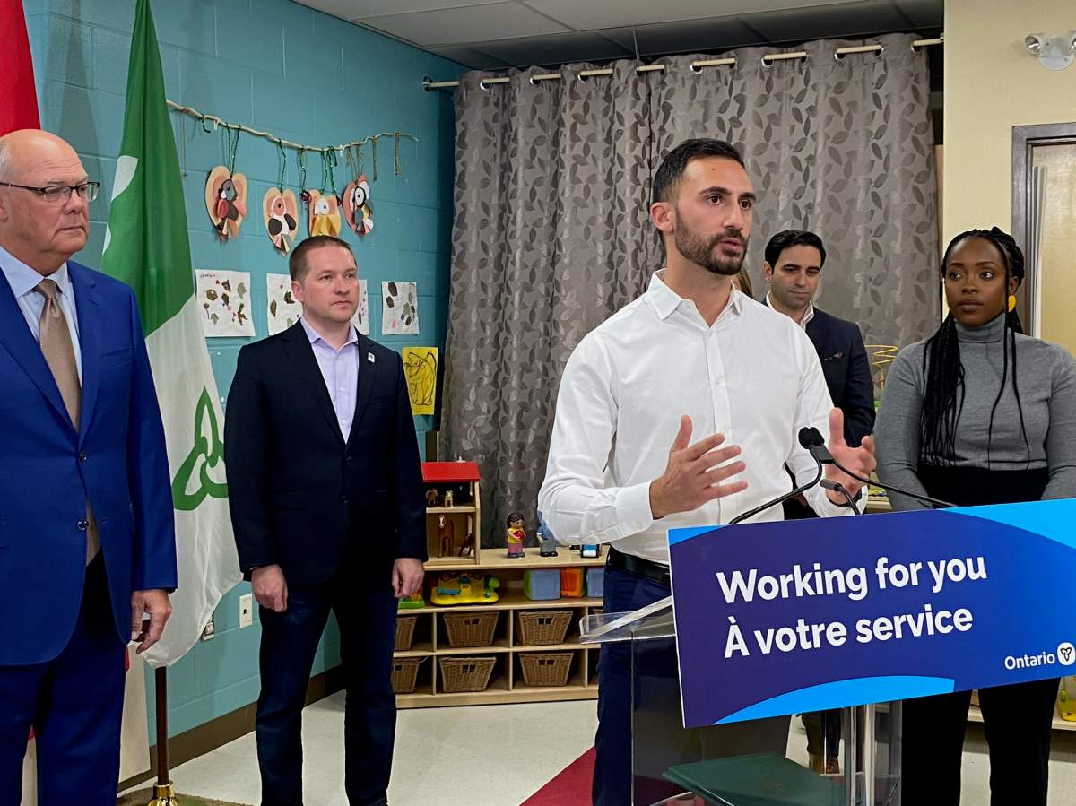 Minister of Education Stephen Lecce says the new spaces represent a 28 per cent net increase in childcare spaces for children aged zero to five in London.