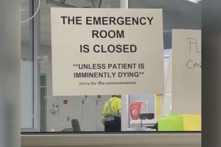 ‘Closed unless patient is imminently dying’: B.C. hospital sign prompts swift reaction