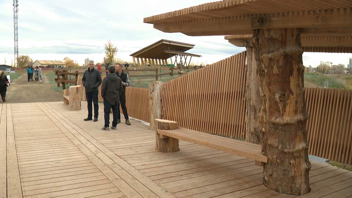 The Log Jam pedestrian bridge in Calgary's Inglewood Bird Sanctuary is pictured on Oct. 16, 2023.