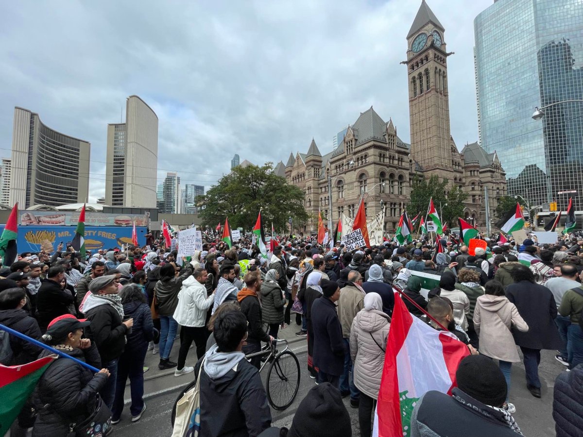 Demonstrators at a different protest in Toronto earlier this year in October.