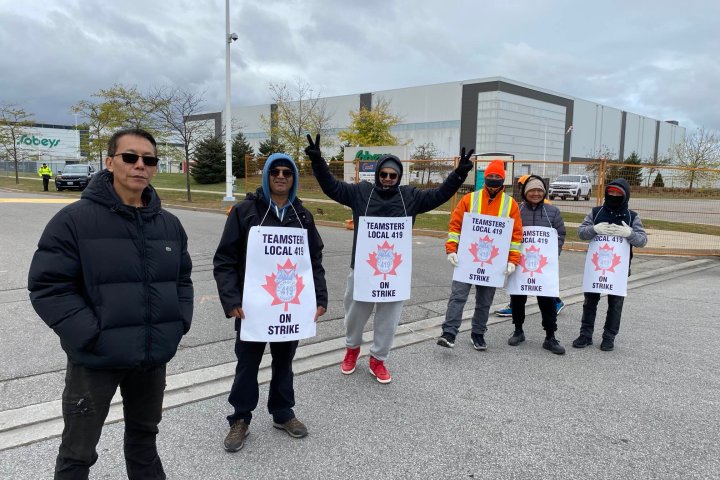 Toronto-area grocery store distribution centre workers walk out on strike
